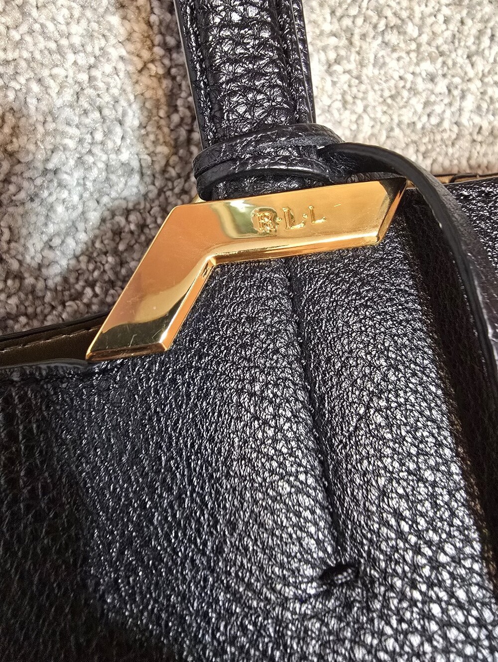 Ralph Lauren Black Shopper Tote with Gold Hardware - Picture 8 of 12